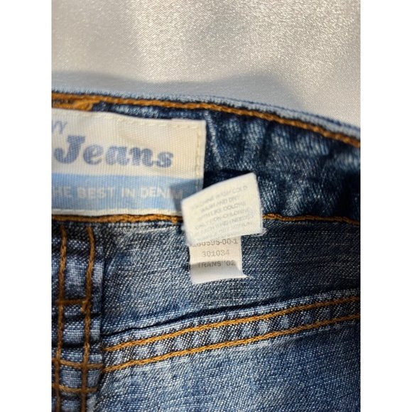 OLD NAVY Vintage Denim Blue Jean Midi Skirt Y2K 2002 Medium Wash Button Fly Sz 2 - Picture 4 of 13